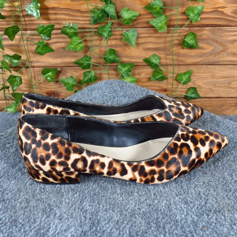 Kenneth Cole Riley Women Pump 8.5 Work Dress Leopard Calf Hair Point Block Heel